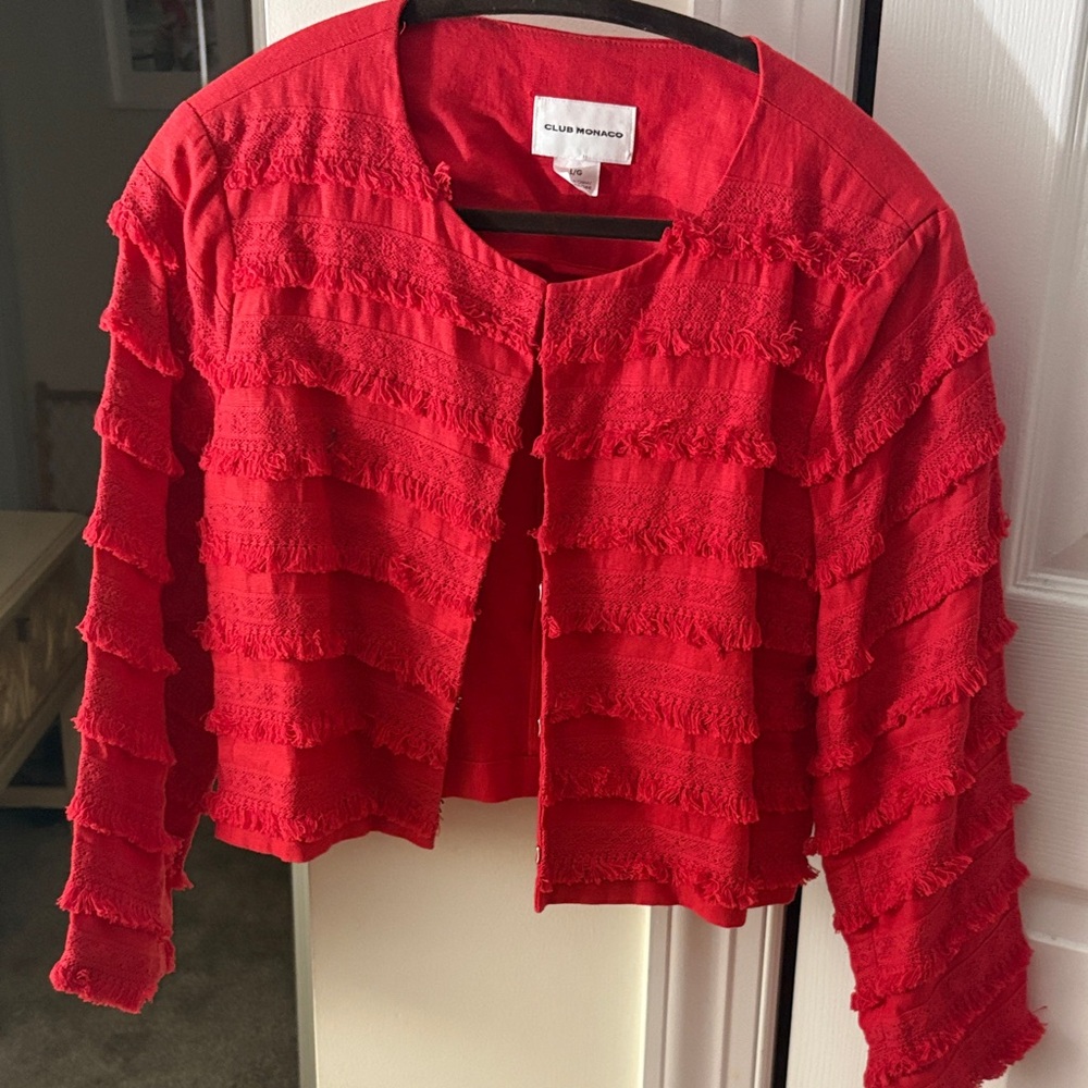 Club Monaco Textured Red Cardigan